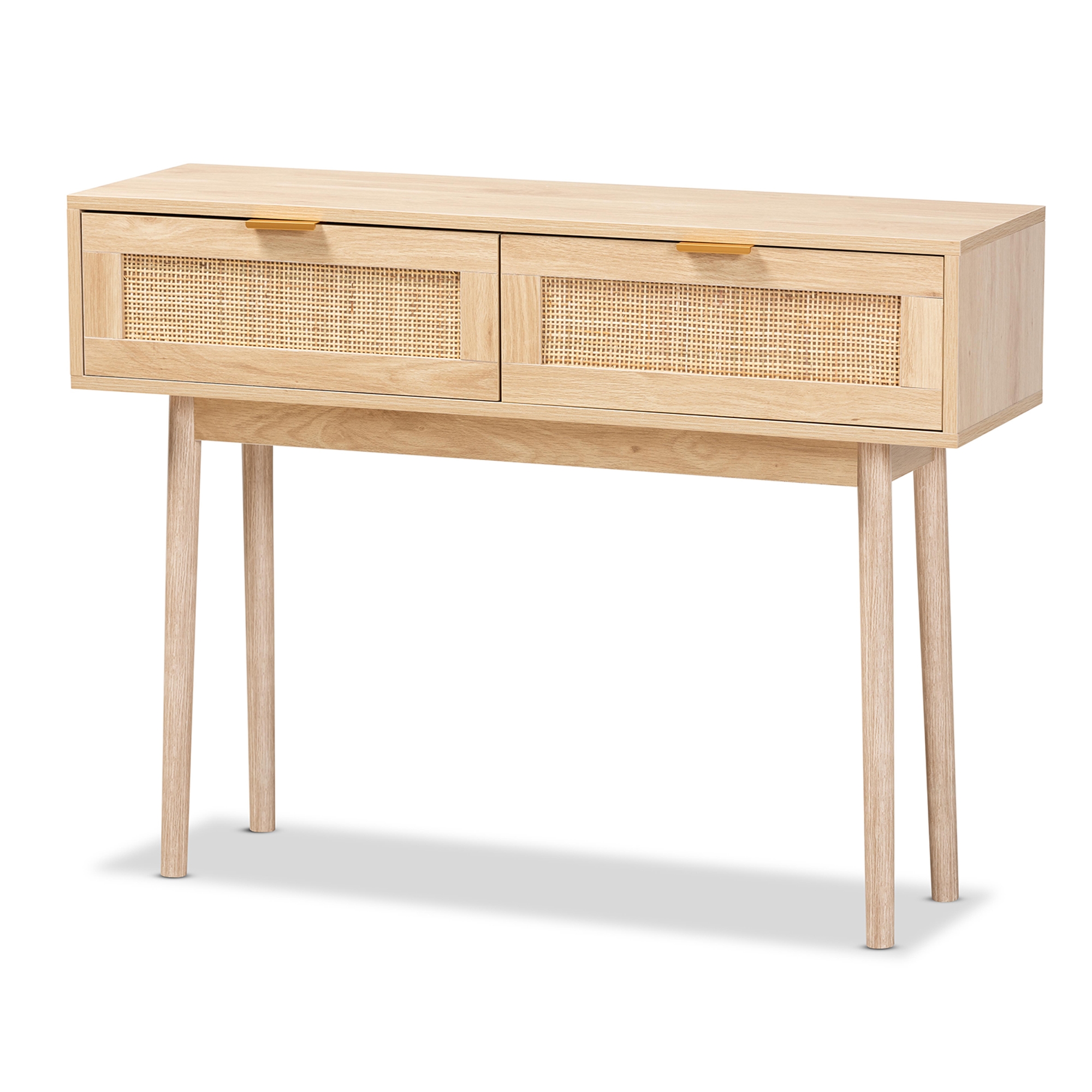 Light oak console table deals with drawers